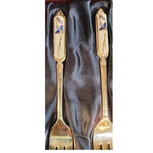 Vintage Miniature Desert forks, Made in Japan set of 6, Porcelain Decor